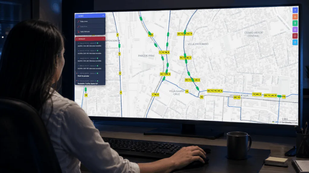 Dashboard TrufiTec — monitoreo en tiempo real de toda la flota